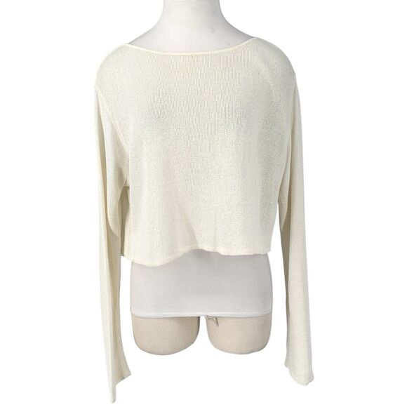 Sarah Pacino Translucent Open Back Sweater Cropped Boxy Designer Made In Italy - Picture 2 of 13